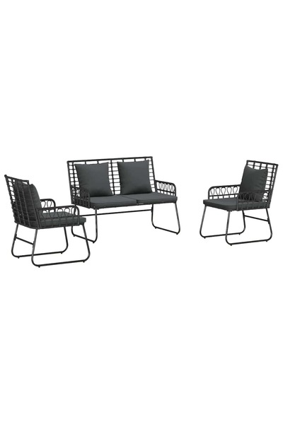 vidaxl Set de masă pentru grădină 3 pcs Negru și antracit poliratan