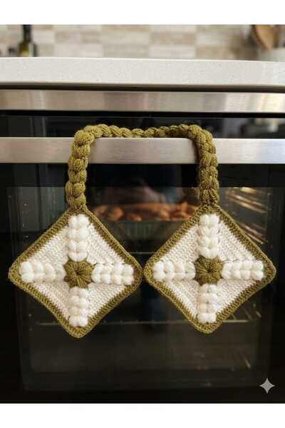 BilfolD Handmade Decorative Kitchen Holder (Dark Green-White)