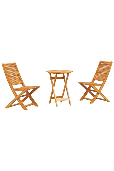 vidaxl Set Bistro Pliabil 3 pcs Maro Lemn Solid de Acacia