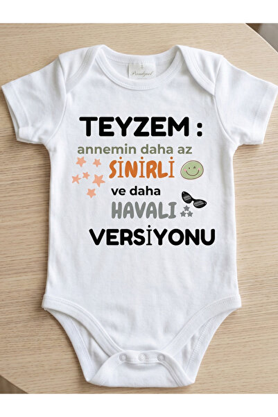 EGGBABY Teyze Yazılı Bebek Zıbın Teyzem Temalı Komik Tasarımlı Bebek Body %100 Pamuk Cool Havalı
