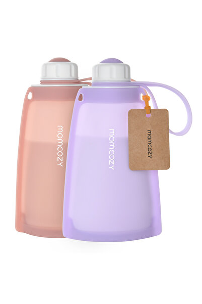 Momcozy σακουλάκια αποθήκευσης γάλακτος σιλικόνης, σετ 2 τεμαχίων, μωβ/κόκκινο