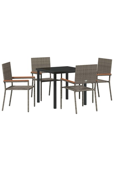 vidaxl Set de masă pentru grădină cu pernă 5 pcs Gri poliratan