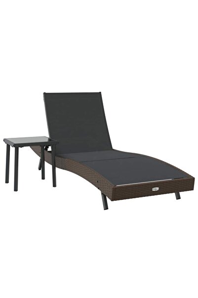 vidaxl Șezlong 2 pcs Negru și Maro poliratan