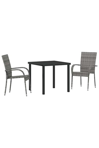 vidaxl Set de masă pentru grădină 3 pcs Gri Oțel vopsit electrostatic