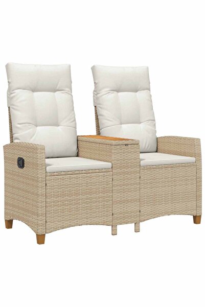 vidaxl Bancă reclinabilă cu masă Bej și alb crem 126 x 65 x 112 cm