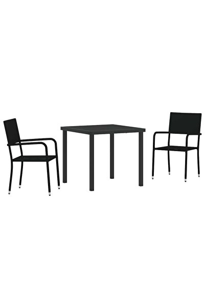 vidaxl Set de masă pentru grădină cu pernă 3 pcs Negru poliratan