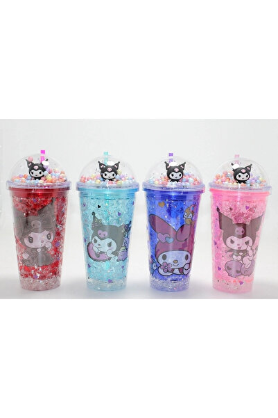 Epilons Cute kuromi light-up straw Beaded water bottle & cup 400ml alk4705
