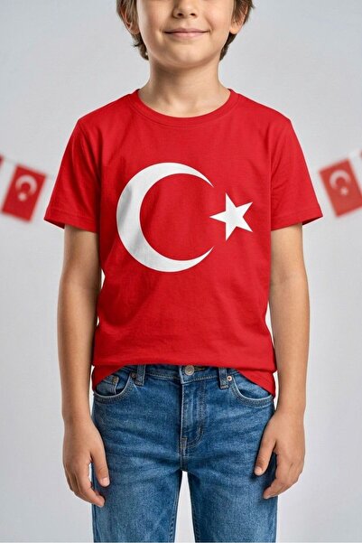LUCEVERA Παιδικό μπλουζάκι με τουρκική σημαία, Unisex, με στάμπα σε κόκκινο κ...