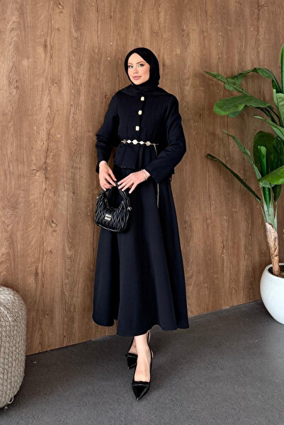 Hazamoda Ukte Pilise Detailed Skirt Suit Black