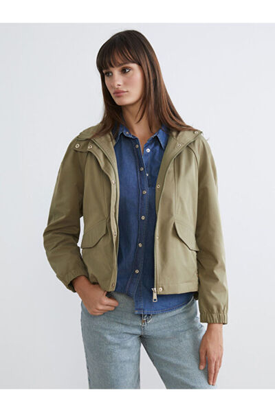 LC Waikiki Rmz Gi̇yi̇m Farkiyla Hooded Loose Fit Women's Raincoat