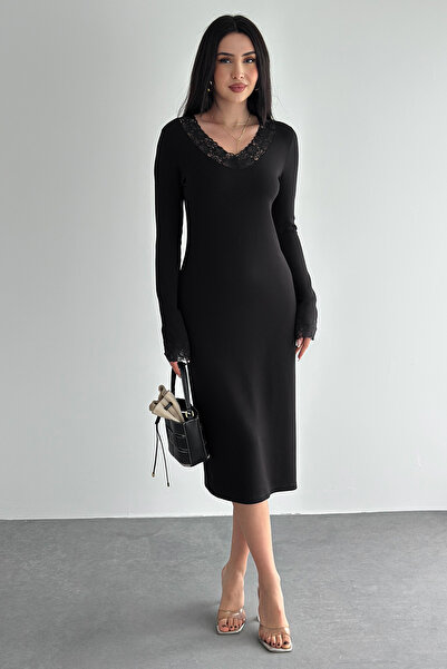 Noa&Noa Rochie de damă dantelă cu decolteu în V și detalii – Rochie casual el...