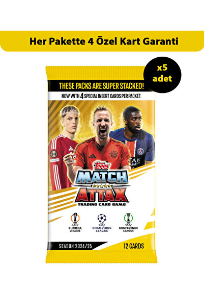 Topps Match Attax 24/25 Sezonu Lisanslı Kart Paketi (x5 Adet)
