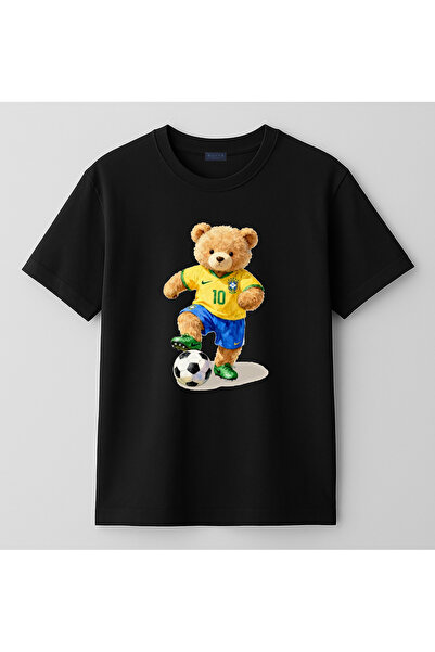 BLITZIST Tricou pentru copii cu imprimeu ursuleț de fotbal brazilian (4-13 an...