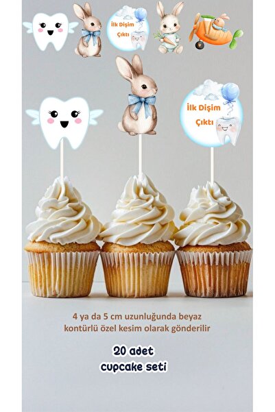 Sinek Kupası Tasarım İlk Dişim Çıktı Erkek Konsept Kürdanlı Cupcake Süsü Doğu...