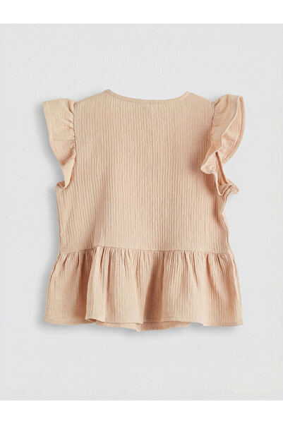LC Waikiki Crew Neck Ruffled Muslin Girls' Shirt