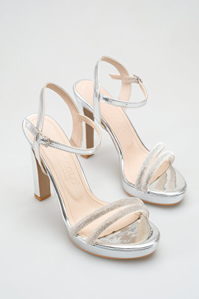 Rella Silver Stone Platform High Heel Evening Dress Women's Sandals - Stylish...