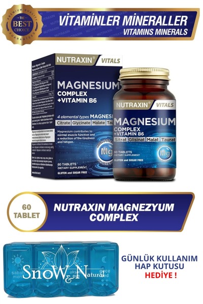 Nutraxin Magnesium Complex (Sitraat - Glisinat - Malat - Taurat - B6) 60 Tabl...
