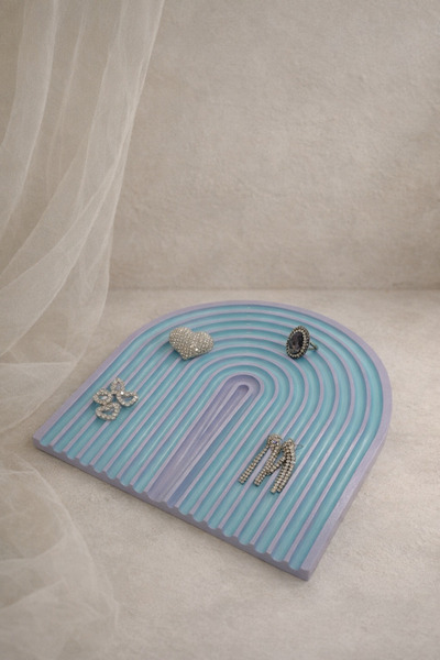 Atiye Studio Arch Rainbow Jewelry Organizer Tray |   Hand Painted Mint Lilac ...
