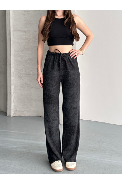 FERZOLAİO Vintage Wide-Leg Black Trousers