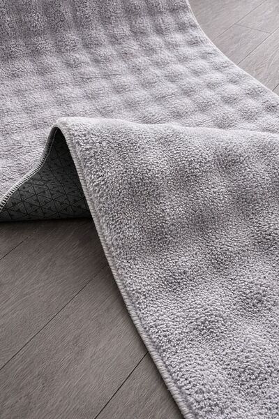 TALYA HALI Acar Home Gri Yumuşak Bubble Kaymaz Özel Taban Peluş Halı Yolluk