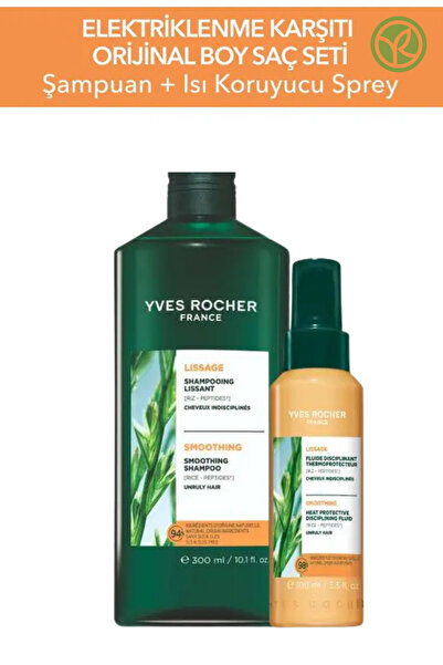 Yves Rocher Elektriklenme Karşıtı Saç Bakım Seti Şampuan 300 ml Isı Koruyucu ...
