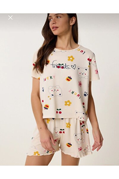 GAMZELİRENKLERİM Pijamoni Lovelyistanbul Des Patterned Rtlu Short Sleeve Paja...