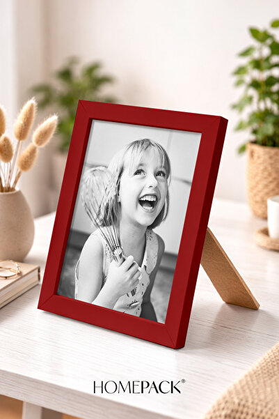 BERRAVIA 13x18 cm Kırmızı Ahşap Çerçeveli Masaüstü Resim Çerçevesi, Fotoğraf ...