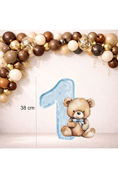 Sinek Kupası Tasarım 1 Year Old Brown Teddy Bear Themed Standing Board (38 cm...