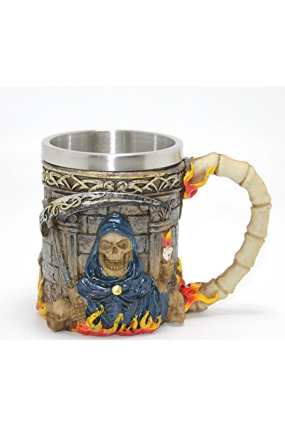ALFA AKSESUAR 03 Grim Reaper Azrail Embossed 3D Design Steel Mug Cup Alk4368