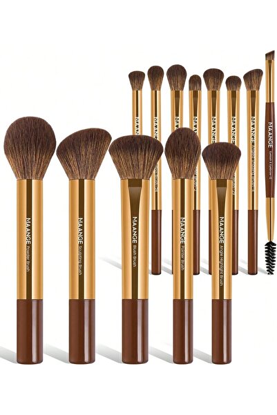 MAANGE Professional Makeup Brush Set, Soft Long Tube Design (Gold)