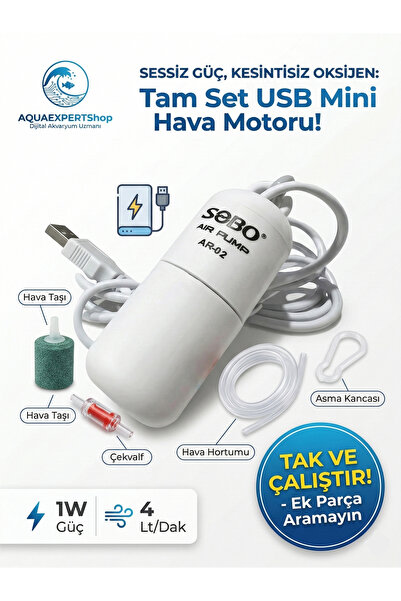 Sobo Usb Girişli Akvaryum Hava Motoru - Çekvalf - Hava Hortumu - Hava Taşı - ...