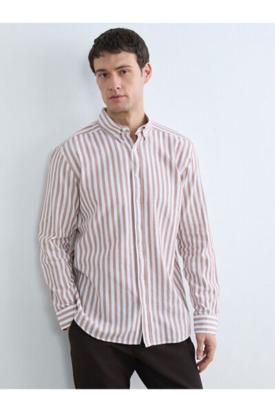 LC Waikiki Rmz Gi̇yi̇m Farkiyla Standard Fit Striped Men's Shirt