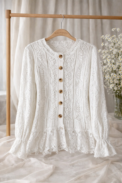 Poliyance Ecrin Beyaz Hırka