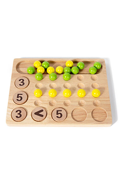 Toyska Joc Matematic din Lemn, Adunare si Scadere cu bile si jetoane, multicolor