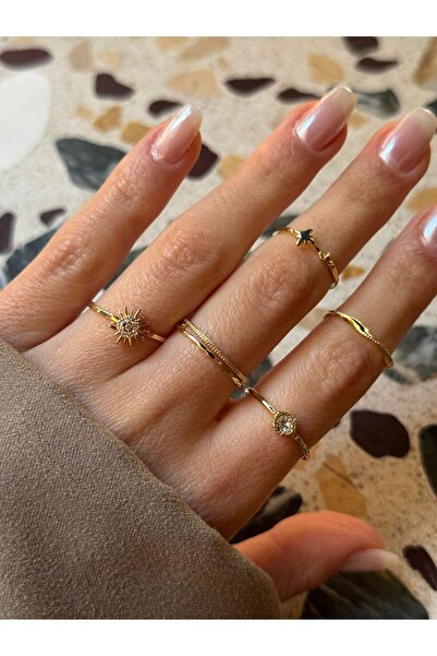 ESMECO Sun Detailed 5-Piece Adjustable Ring Set