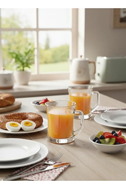 Candle Vase Elegant Design 6-Piece Transparent Glass Mug Set - 225 ml Full Set