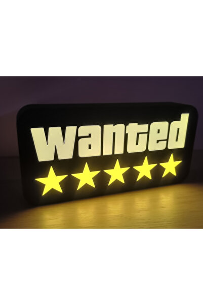 GM3dConcept GTA Wanted 5 Yıldız 3D Baskı Dekoratif LED Işıklı Masa Üstü Oyun ...