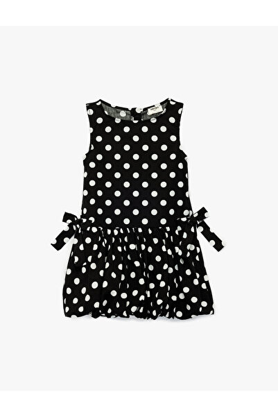 Koton detaliu cu fundă Rochie neagră pentru fetițe, pachet de cu buline 6SKG8...