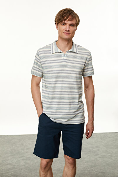 Mudo Polo Collar Striped T-Shirt