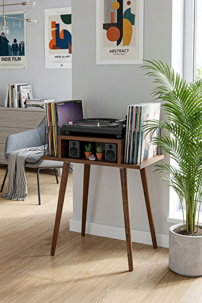 DEQQU Duo 55x45x63cm Ahşap Pikap Sehpası, Plak Düzenleyici, Plak Rafı, Dekora...