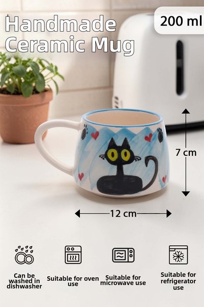 Pawicci Cat Patterned Handmade Ceramic Mug - Cat Series