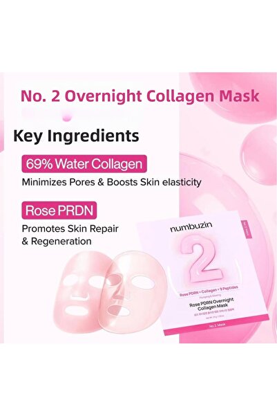 Numbuzin [Numbuzin] قناع الوجه الورقي رقم 2 برائحة الورد والكولاجين لنفخ البش...