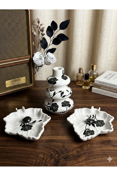 Zedef Tasarım Floral Print Vase Set