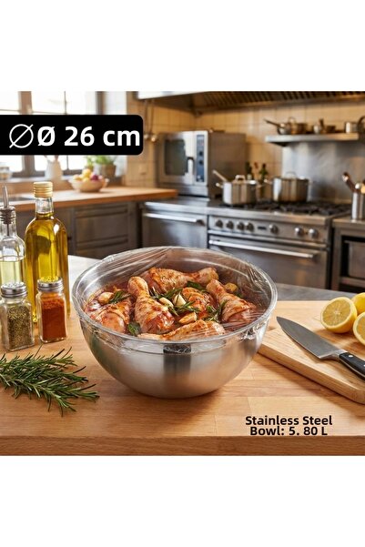 Meaty Cheesy Steel Bowl 26 cm (5.8 L) - Professional Preparation and Marinati...