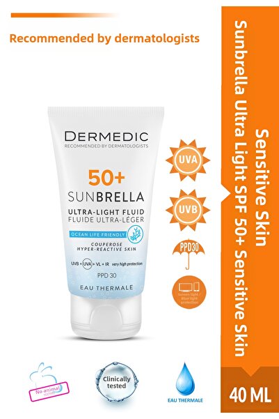DERMEDIC مظلة شمسية للبشرة الحساسة وخفيفة الوزن بعامل حماية من الشمس SPF 50+ ...