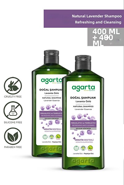 Agarta قطعتان من شامبو تنقية البشرة بخلاصة اللافندر خالي من الأملاح 400 مل