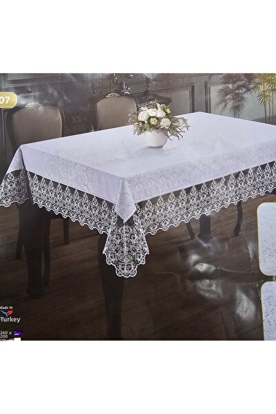 KÜBRAHOME'S Linen Lace Hole Work Table 160X260 cm Table Tablecloth m