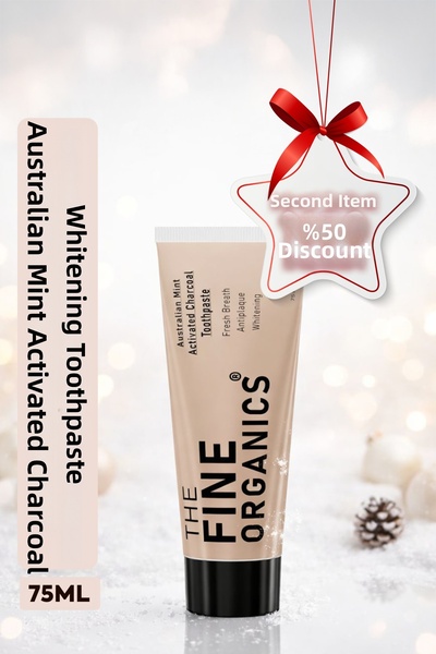 THE FINE ORGANICS Whitening Activated Carbon Toothpaste with Australian Mint ...