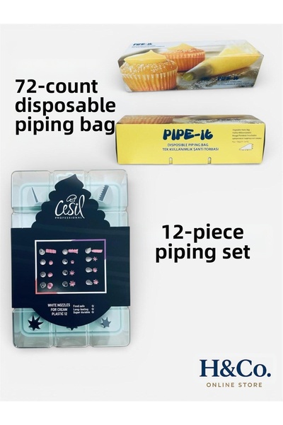 diğer0101 مجموعة أدوات صنع المعجنات مكونة من 12 قطعة وحقيبة للاستخدام مرة واح...