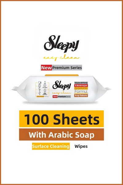 Sleepy مناديل تنظيف الأسطح سهلة التنظيف مع إضافات الصابون العربي الممتاز، 100...